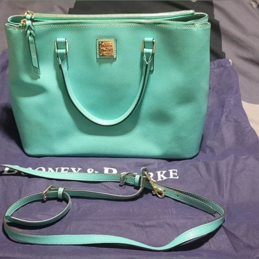 Dooney & Bourke patent leather mint green tote purse handbag